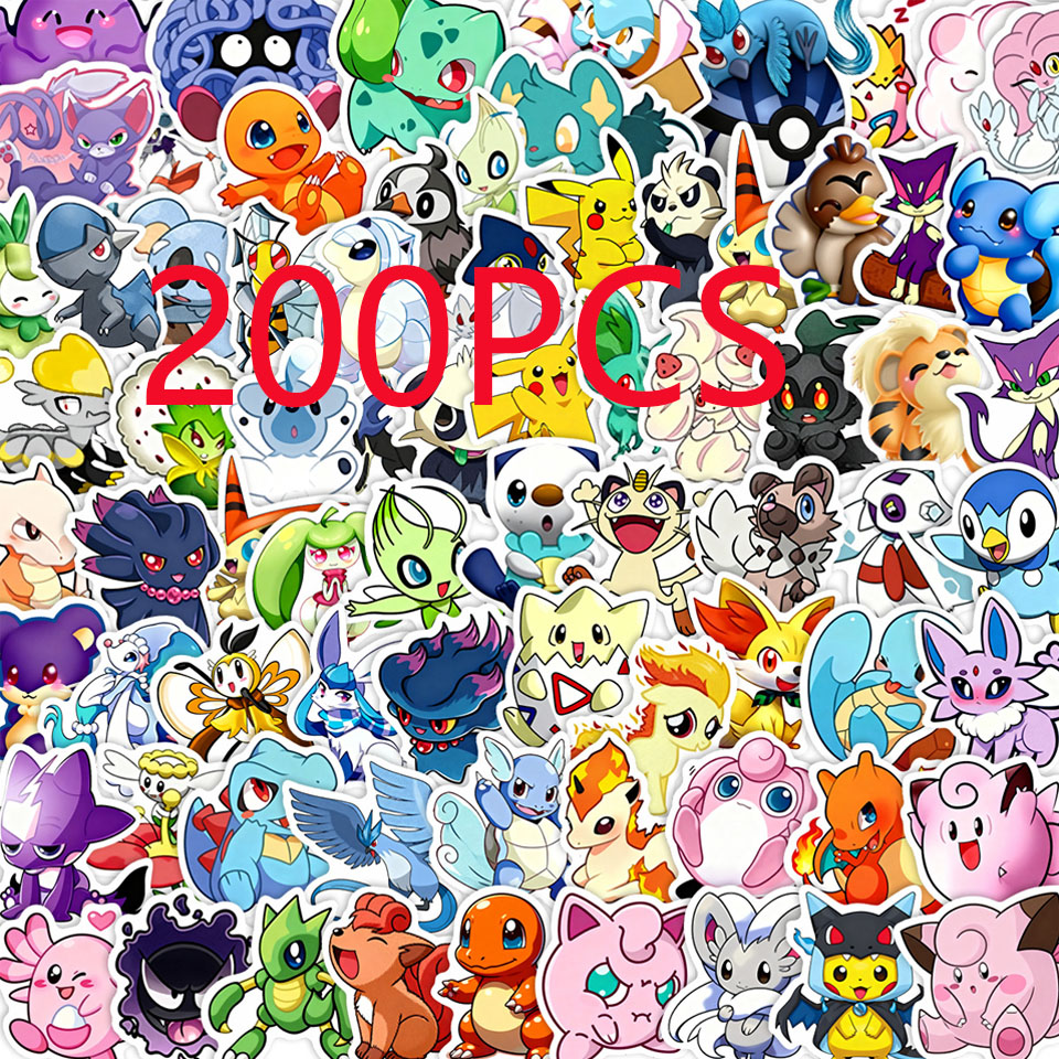 Laptop Accessories To Gift - 100/200pcs Pokemon Anime Stickers Pikachu Kawaii