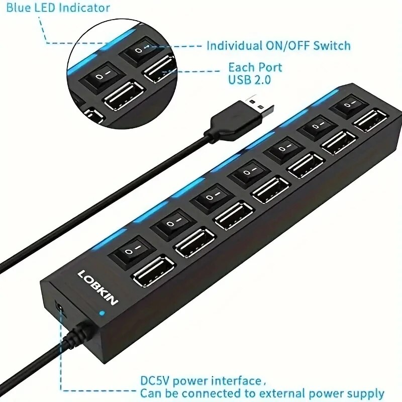 High Speed 4/7 Ports USB HUB 2 - Laptop Accessories Hub 리뷰 및 가격