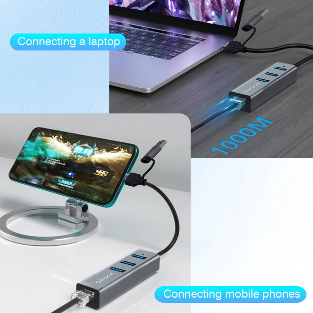 USB C HUB 1000Mbps 3 Ports USB - Laptop Accessories Hub 리뷰 및 가격