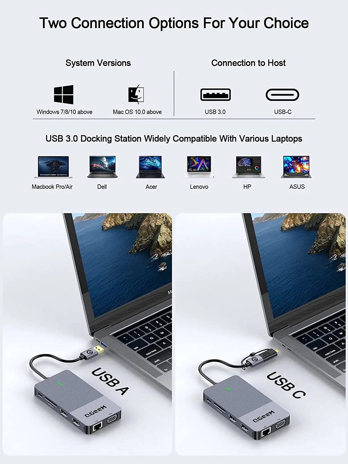 QGeeM USB 3.0 Docking Station, - Laptop Accessories Hub 리뷰 및 가격