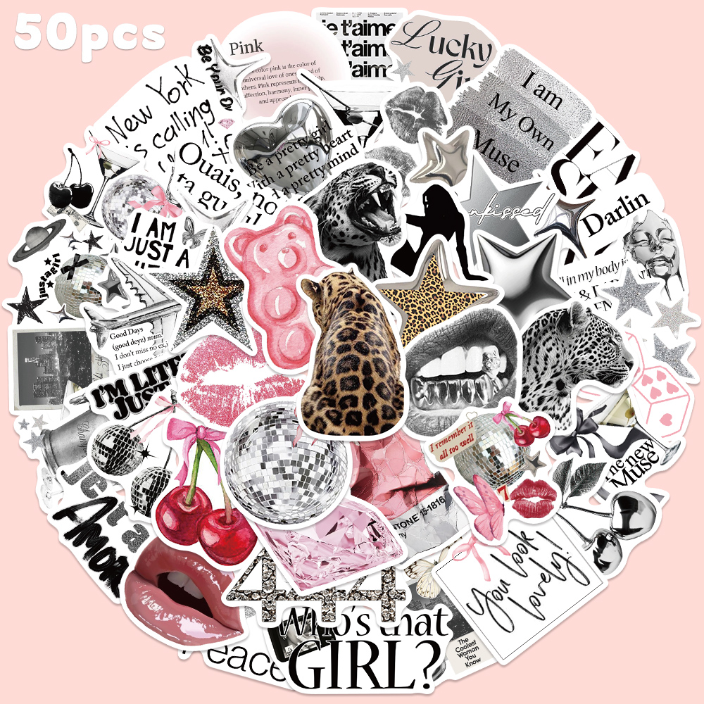 50pcs Silver Lucky Sticker Fas - Laptop Accessories Aesthetic 리뷰 및 가격