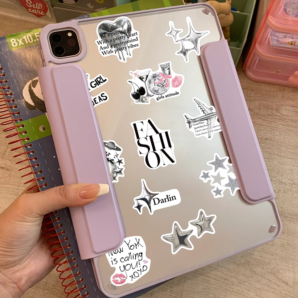 50pcs Silver Lucky Sticker Fas - Laptop Accessories Aesthetic 리뷰 및 가격