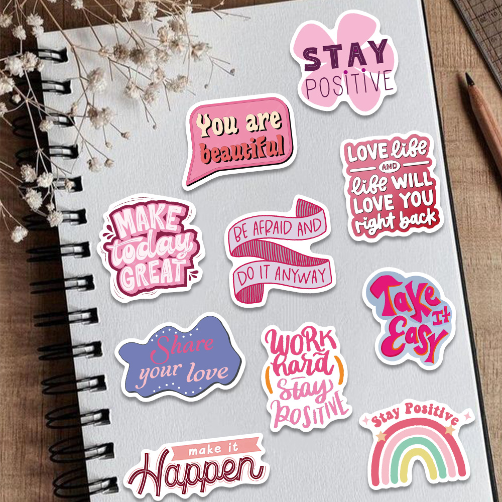 50pcs Pink Inspirational Phras - Laptop Accessories Aesthetic 리뷰 및 가격