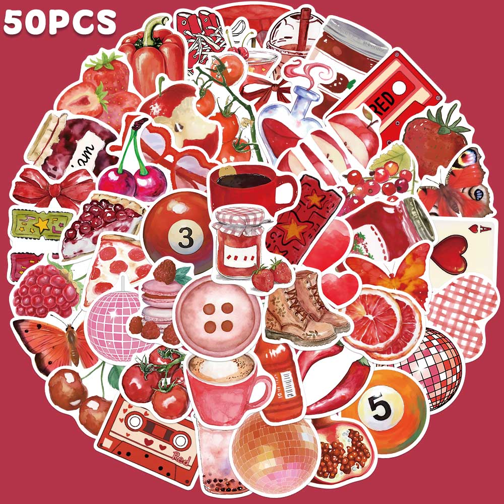 50pcs Cherry Downtown Sticker  - Laptop Accessories Aesthetic 리뷰 및 가격