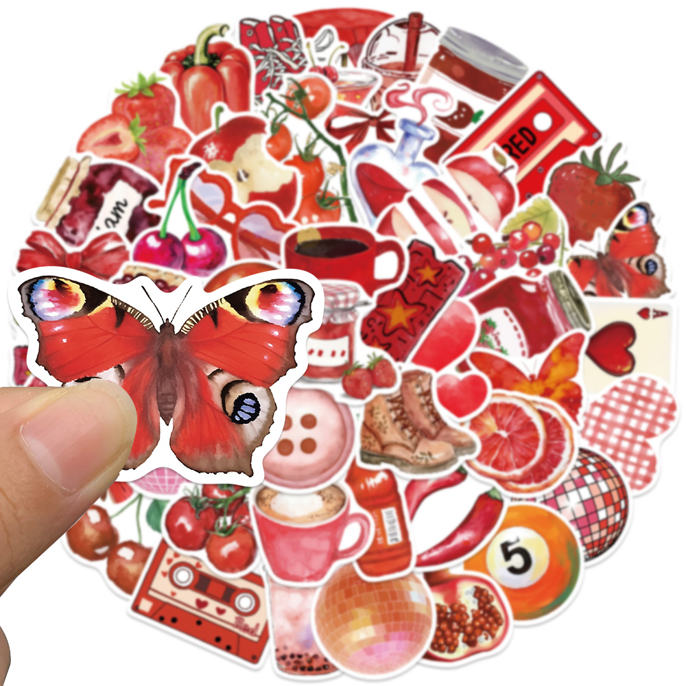 50pcs Cherry Downtown Sticker  - Laptop Accessories Aesthetic 리뷰 및 가격